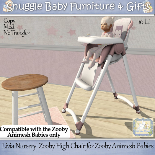 Second Life Marketplace Livia Nursery High Chair for Zooby Animesh Babies